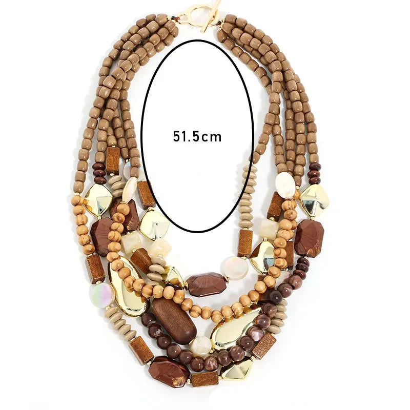 Bead and Wood Pendant Necklace