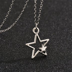 Collier Pendentif Double Etoile