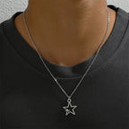 Collier Pendentif Double Etoile