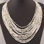Collier Pendentif Ethniques Africains Multirangs blanc