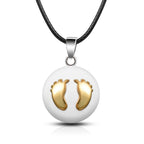 Collier Pendentif Femme Enceinte Bola de Grossesse pieds dorés