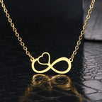 Women's Pendant Necklace Infinity and Heart Symbol Gold