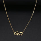Women's Pendant Necklace Infinity and Heart Symbol Gold
