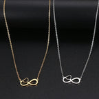 Women's Pendant Necklace Infinity and Heart Symbol Gold