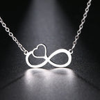 Women's Pendant Necklace Infinity and Heart Symbol Silver