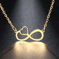 Women's Pendant Necklace Infinity and Heart Symbol Gold