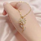 Collier Pendentif Fleur de Tournesol Tournante Anti-Stress or
