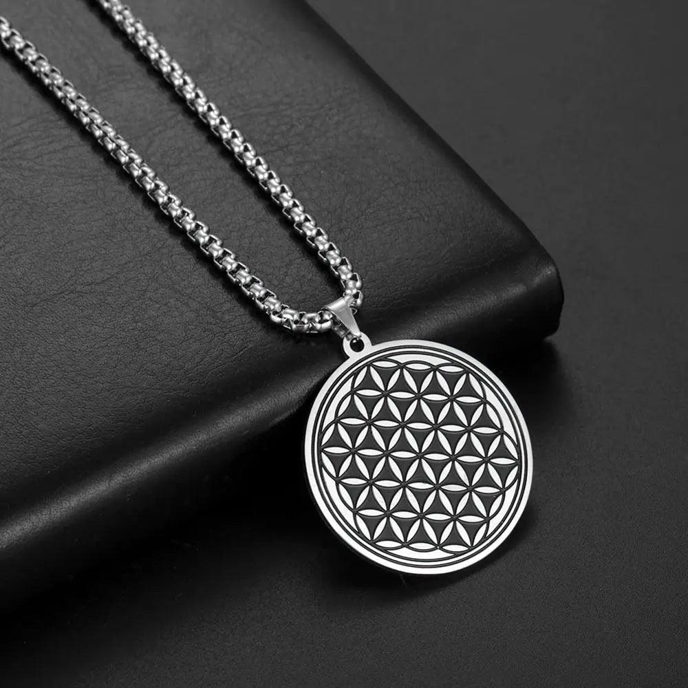 Life Flower Pendant Necklace in Silver for Men and Women