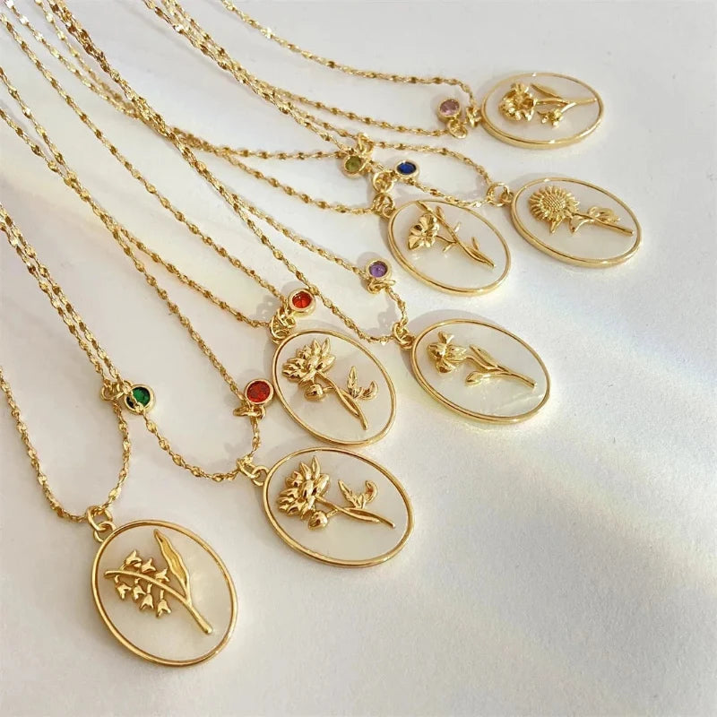 Flower Zodiac Sign Pendant Necklace