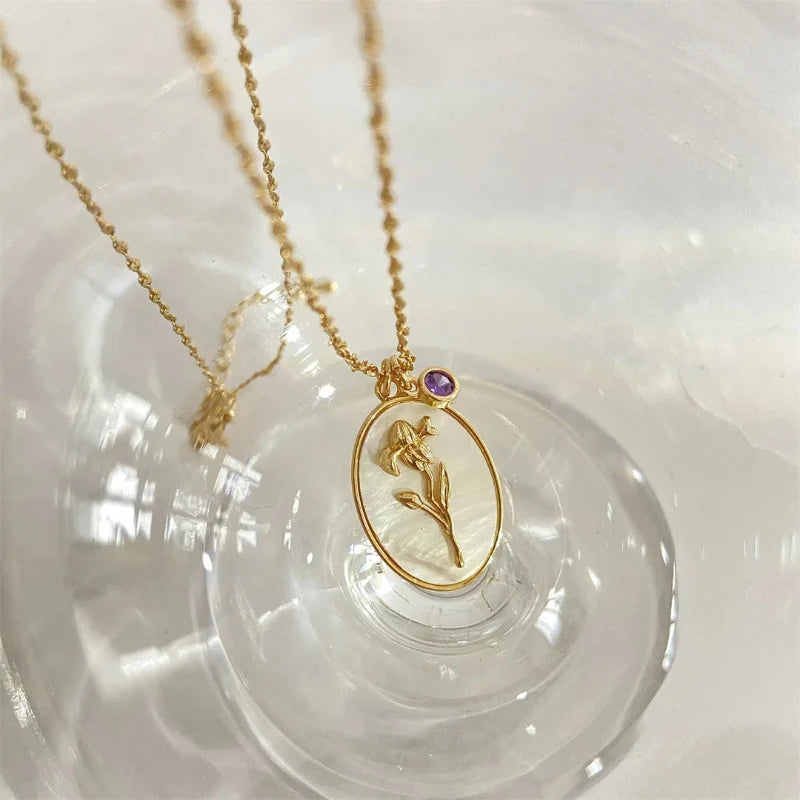 Flower Zodiac Sign Pendant Necklace