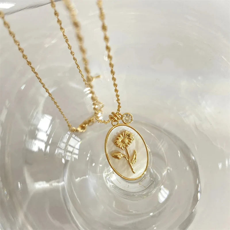 Flower Zodiac Sign Pendant Necklace