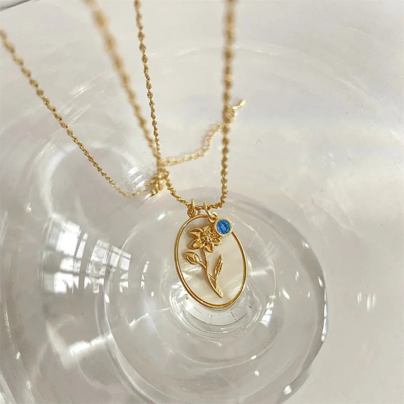Flower Zodiac Sign Pendant Necklace