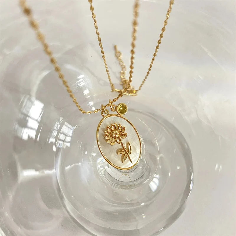 Collier Pendentif Fleur Signe du Zodiaque