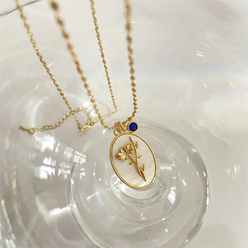Flower Zodiac Sign Pendant Necklace