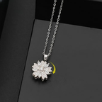 Anti-Stress Rotating Zircon Flower Pendant Necklace silver