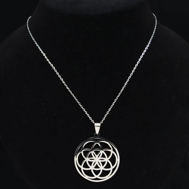 Sacred Seed Pendant Necklace for Men and Women in silver