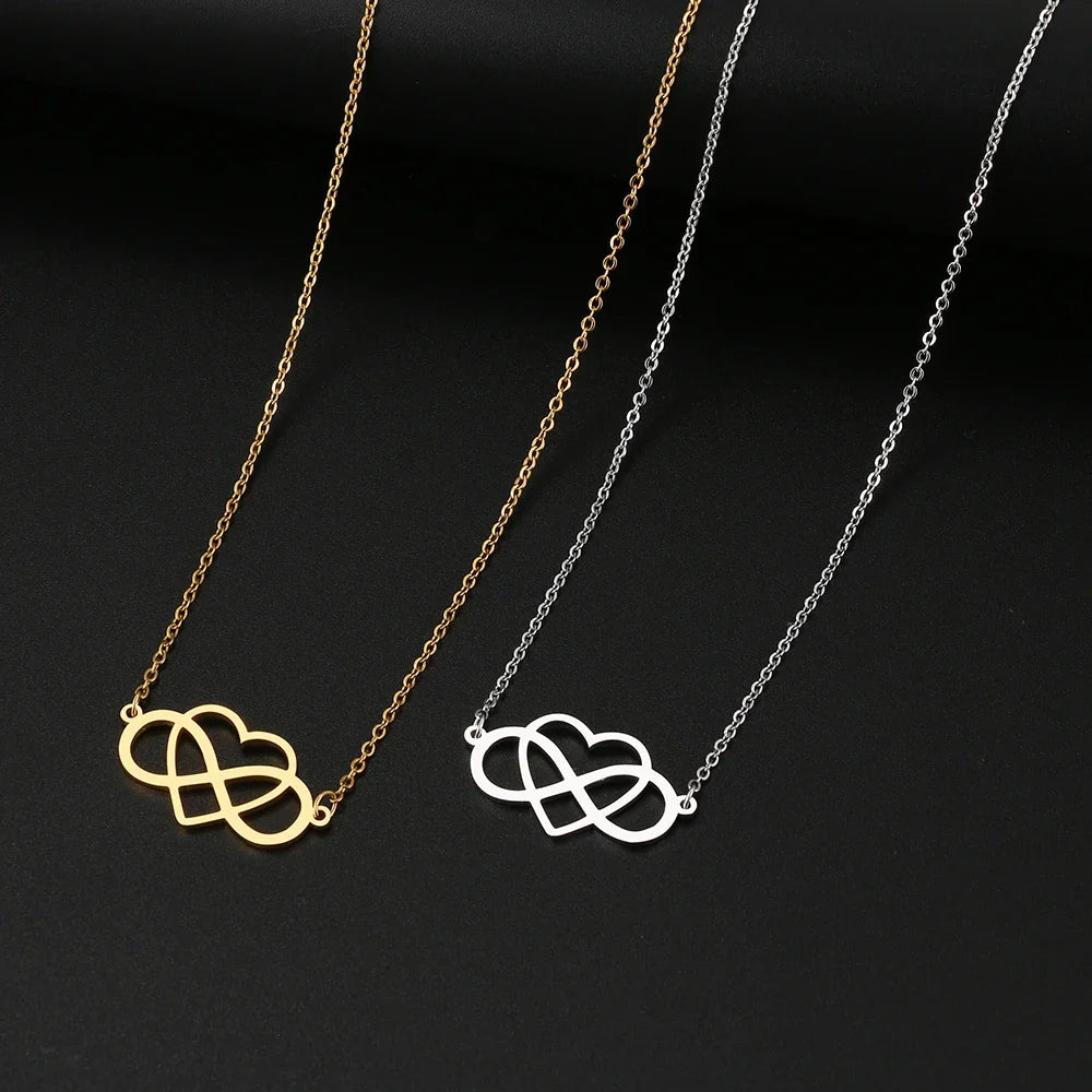 Infinity and Heart Pendant Necklace for Women, silver