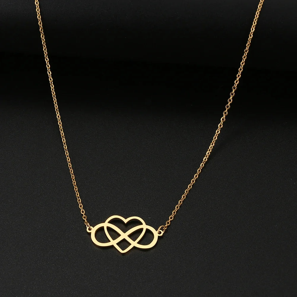 Infinity and Heart Pendant Necklace for Women, gold