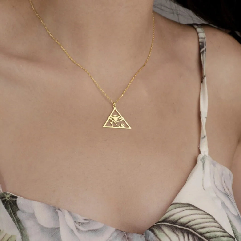 Egyptian Eye of Horus Oudjat Necklace & Pendant for Women in Gold