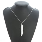 Women's Feather Pendant Necklace Silver