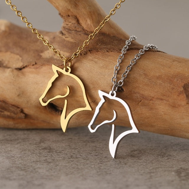 Minimalist Horse Head Pendant Necklace