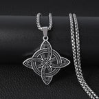 Wiccan Protection Witch’s Knot Pendant Necklace in silver