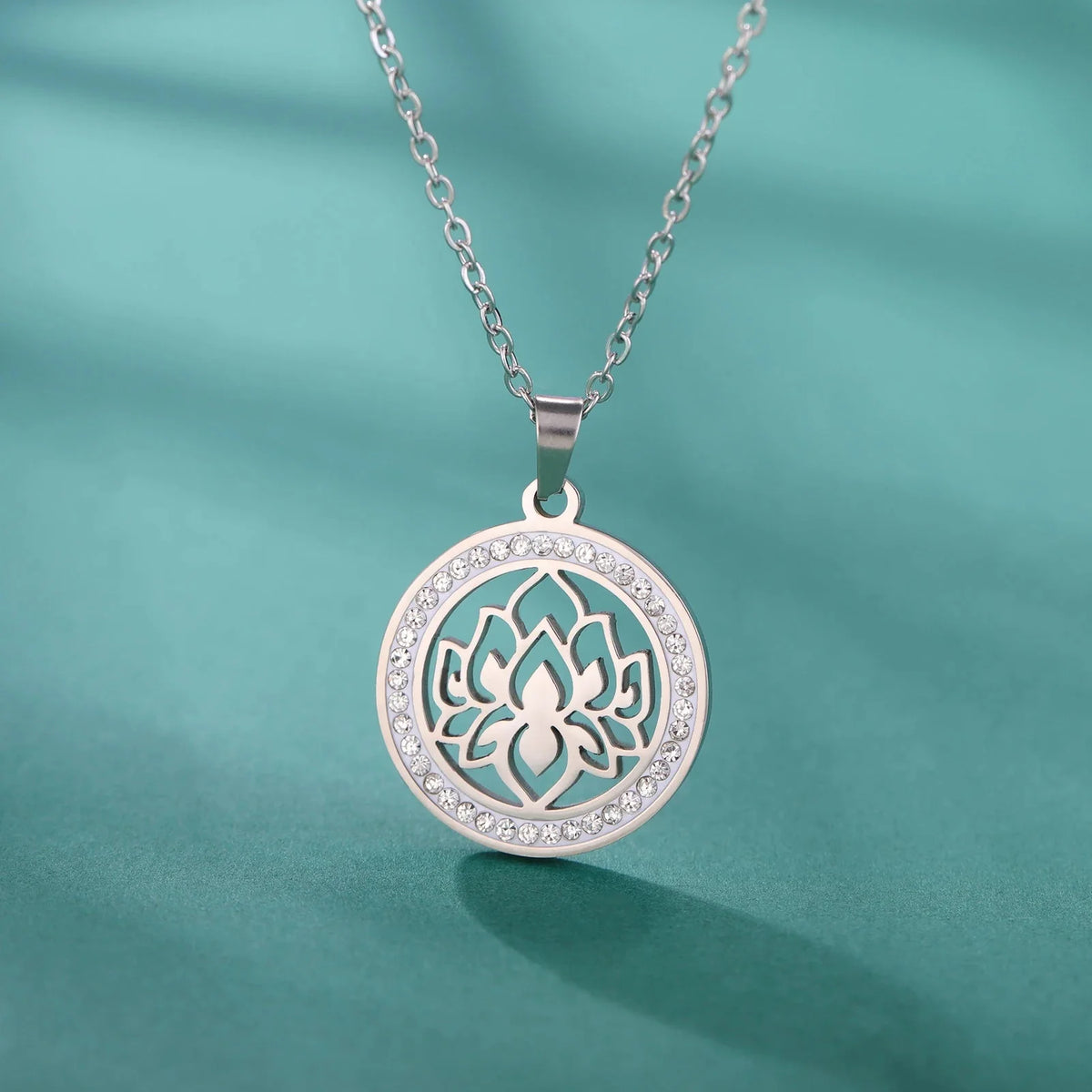 Zen Women’s Lotus Flower Pendant Necklace, silver