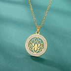 Zen Women’s Lotus Flower Pendant Necklace, gold