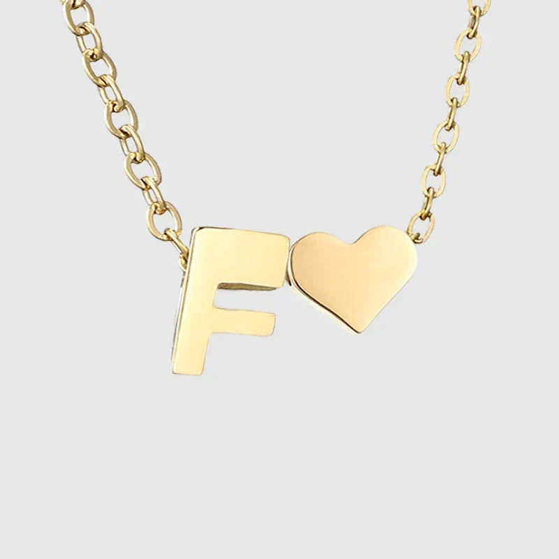 Women's necklace with heart pendant and initial - letter