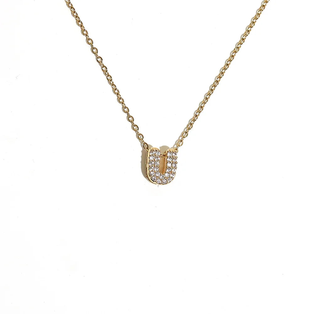 Women’s choker necklace with minimalist initial pendant u