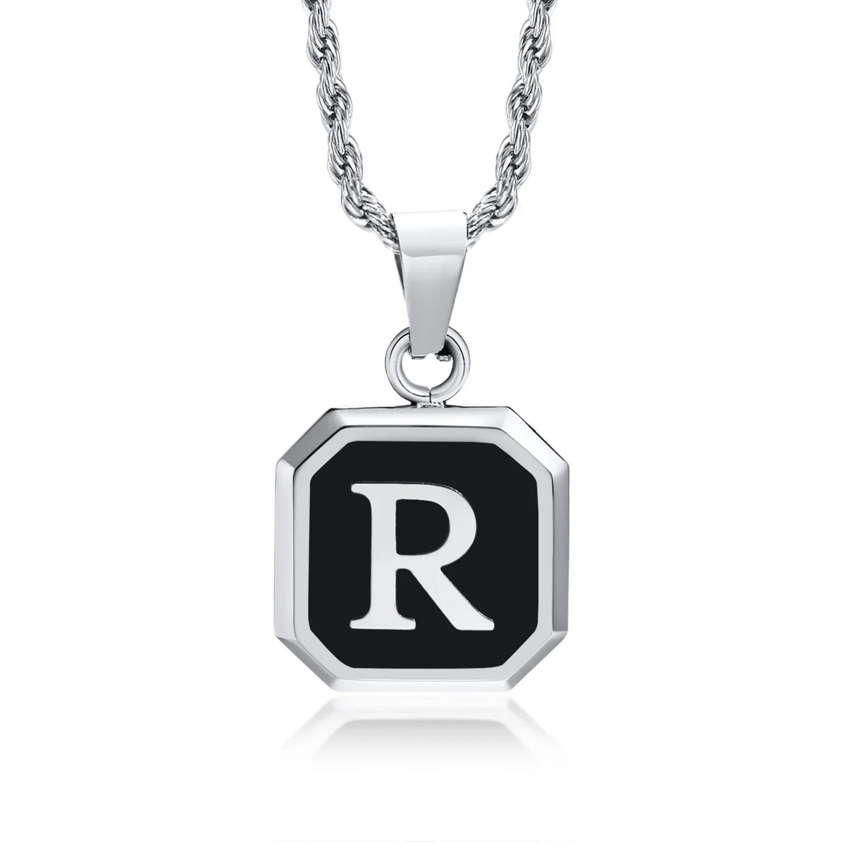Men's necklace with hexagonal initial pendant r