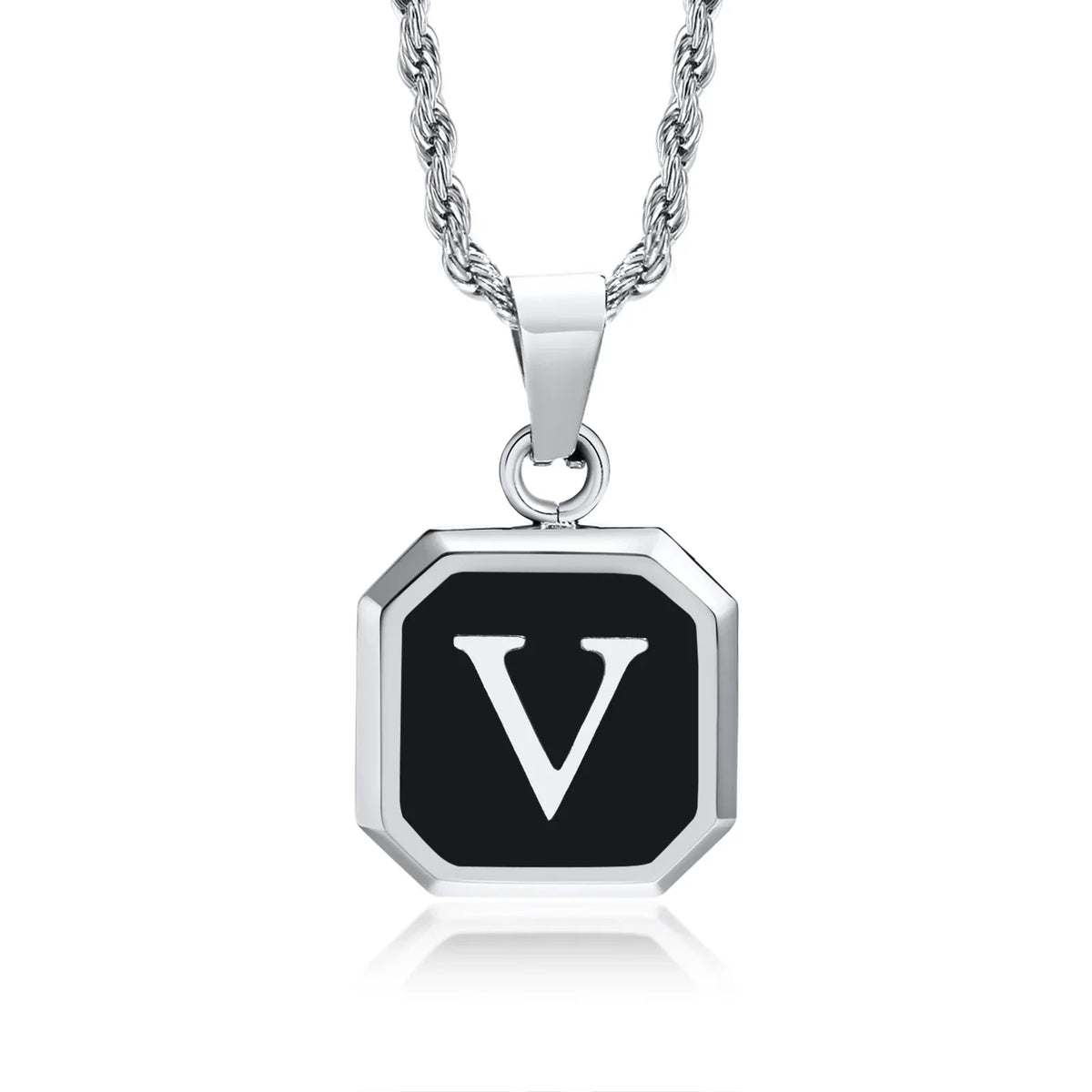 Men's necklace with hexagonal initial pendant v