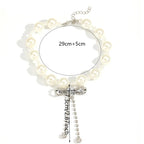 Choker necklace with rhinestone bow pendant