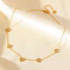 Collier Ras de Cou avec Pendentifs Trèfle à 4 Feuilles
