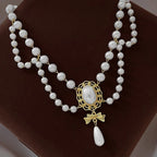 Baroque-Style Pearl Pendant Choker Necklace