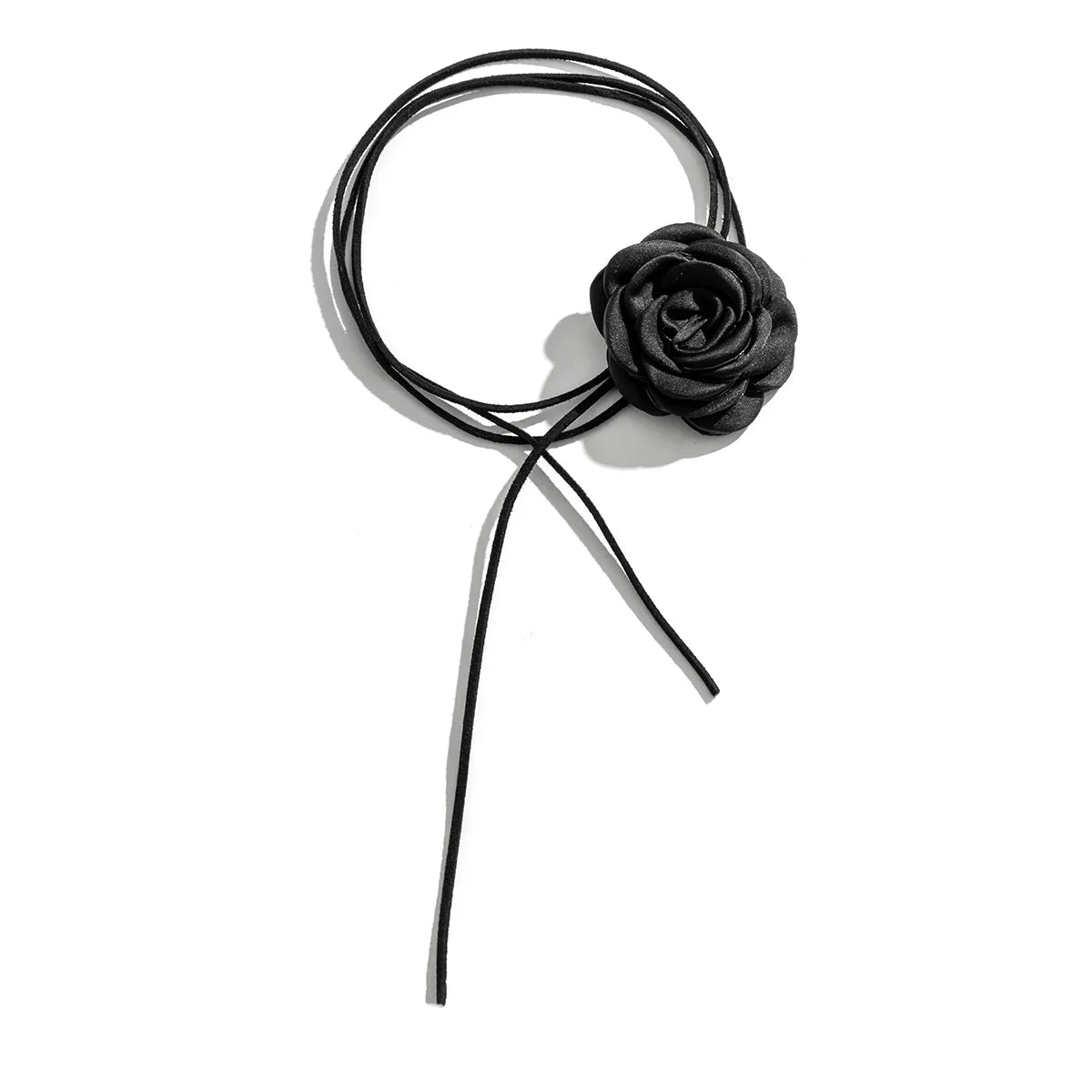 Elegant Choker Necklace with Large Black Rose Flower Pendant 1