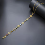 7 Chakras Zircon Stone Pendant Choker Necklace in Gold