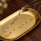 7 Chakras Zircon Stone Pendant Choker Necklace in Gold