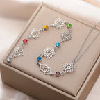 7 Chakras Zircon Stone Pendant Choker Necklace in Silver