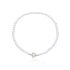 Floral Pendant Choker Necklace in White and Silver