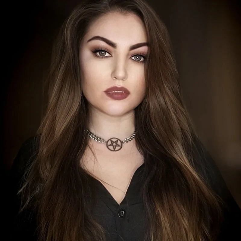Wiccan Witchcraft Pentacle Pendant Choker Necklace