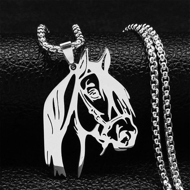 Ожерелье с подвеской «Конская голова» для женщин и девушек, одиночная лошадь, серебро