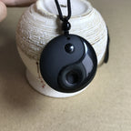 Плетёное колье с кулоном из чёрного обсидиана Инь-Ян