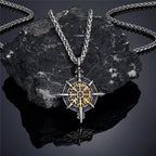 Викингское колье с подвеской-компасом Vegvisir, золотистый