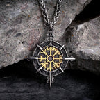 Викингское колье с подвеской-компасом Vegvisir, золотистый