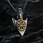 Viking Necklace with Vegvisir Arrow Pendant in Gold