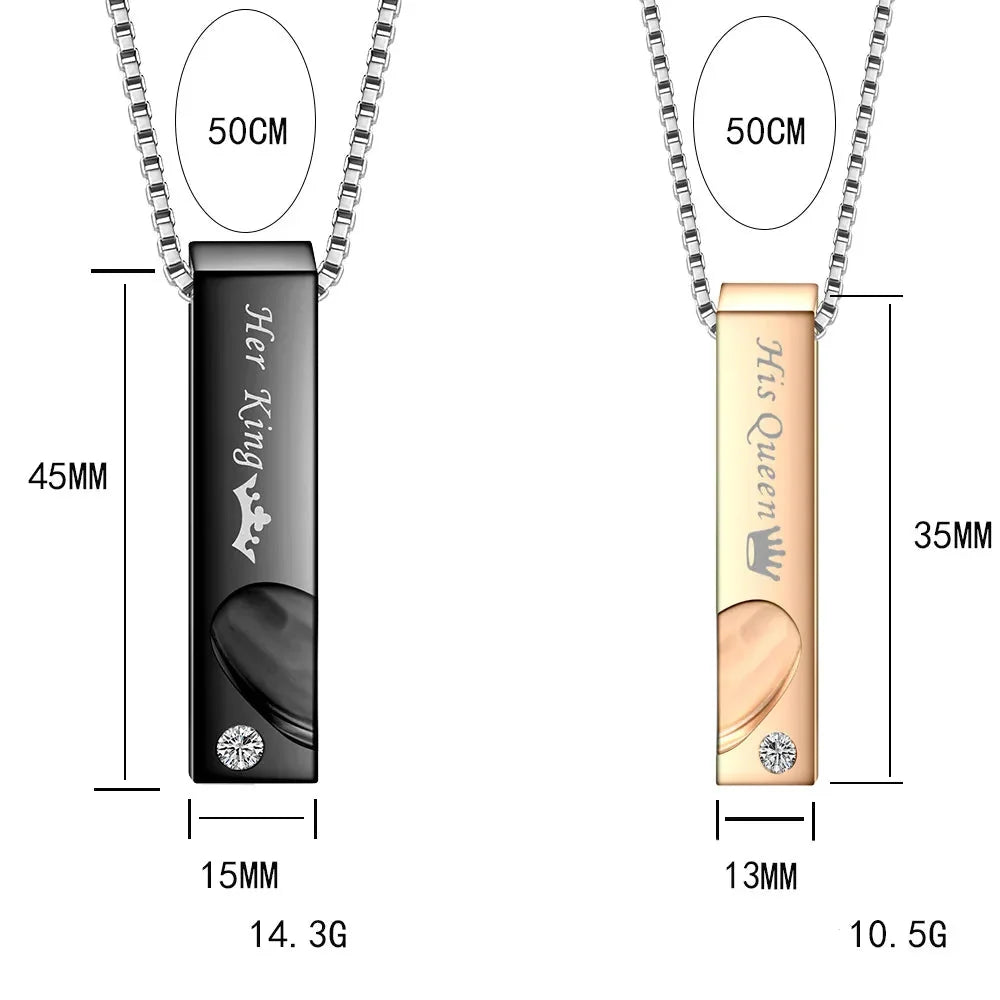 Colliers pour Couples Pendentif Barrette et Coeur