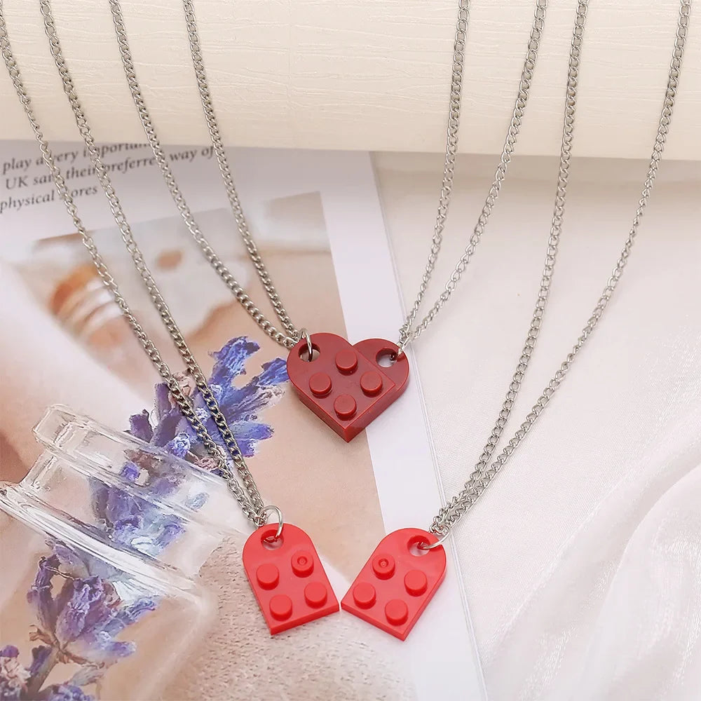 Fashion Heart Pendant Necklaces for Couples and Friends red