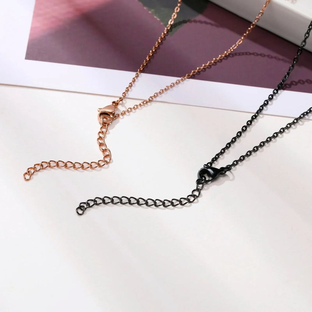 Couple Necklaces with Black and Rose Gold Cross Pendant