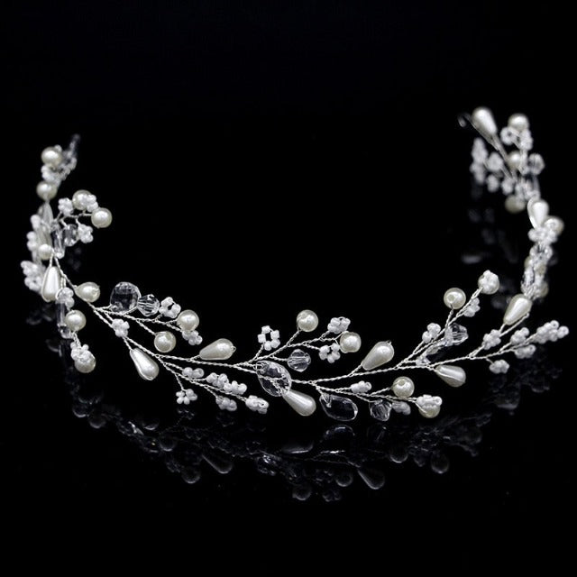 Wedding Tiara with Diamonds and Flowers